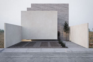 Render, fachada minimalista