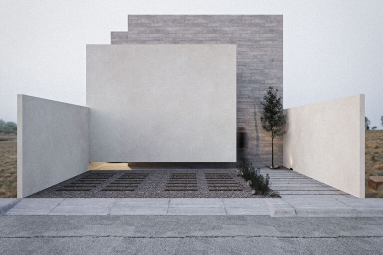 Render, fachada minimalista