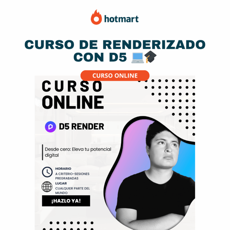 Curso de Renderizado con D5 en hotmart. Curso Online. Curso de Arquitectura