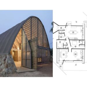 Planos Arquitectónicos, plantas, fachadas, cortes, etc. Casa taller el caparazón en Paraguay