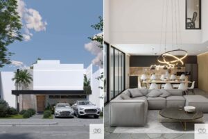 Render, Fachada de casa moderna.
