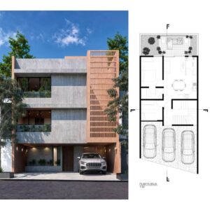 Departamentos del Barro, Planos Arquitectónicos, plantas, cortes, fachadas