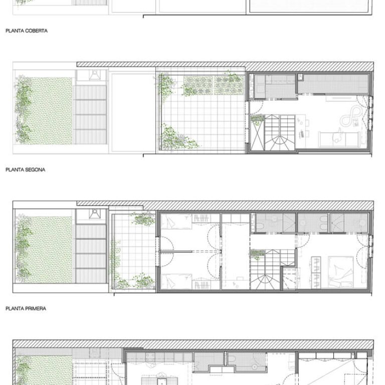 100JOA Obra nueva de casa entre medianeras en España - Plano Arquitectonico