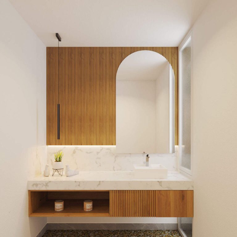 Render lavabo baño en Casa 201 por SM Arquitectura