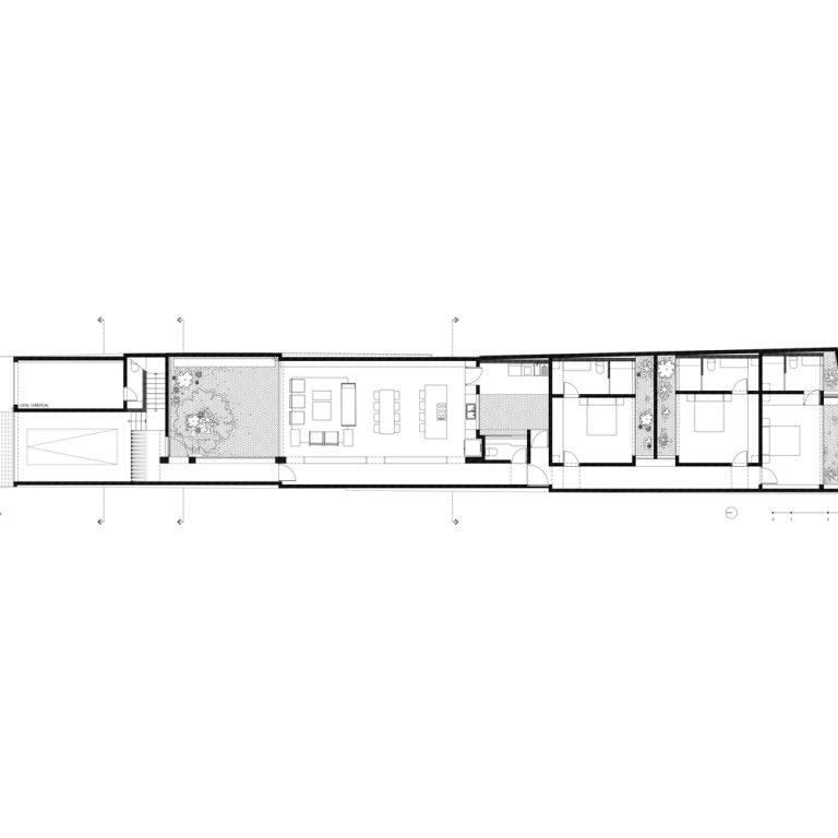 Planta baja. Casa A.Martínez: Arquitectura con Bóveda de Cañón en Michoacan por Taller Michoacán