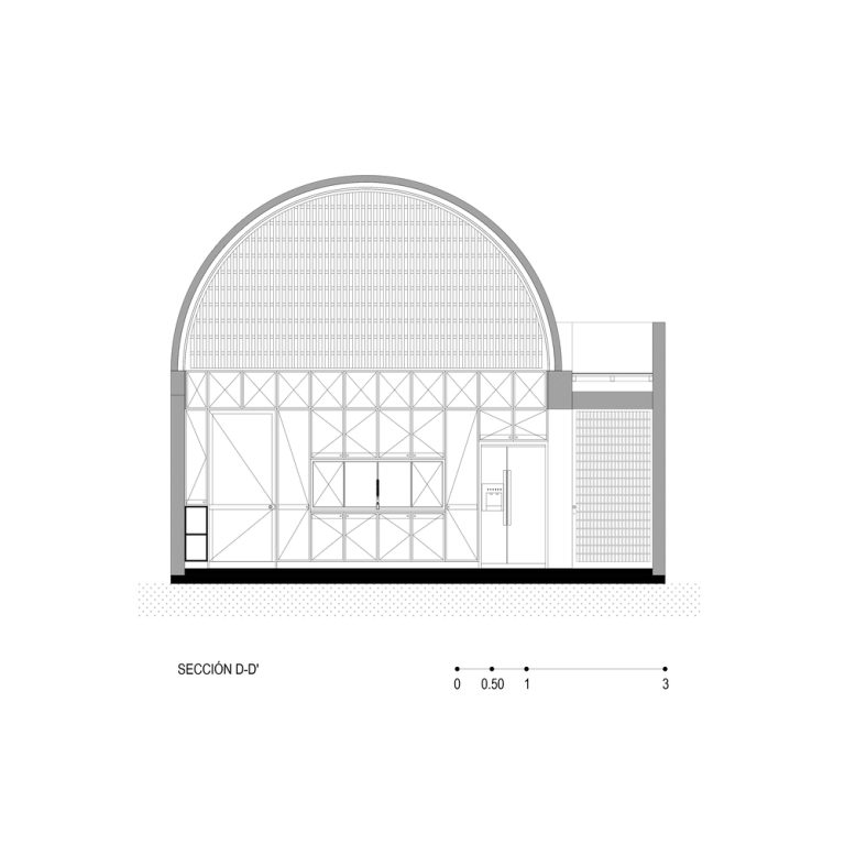 Seccion, corte arq. Casa A.Martínez: Arquitectura con Bóveda de Cañón en Michoacan por Taller Michoacán