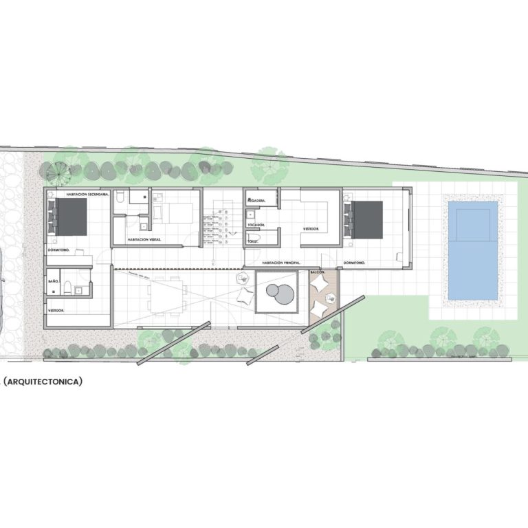 Planimetría, Planos Arquitectónicos Casa AA en Guerrero: Arquitectura Honesta y Refugio Privado por 747studio