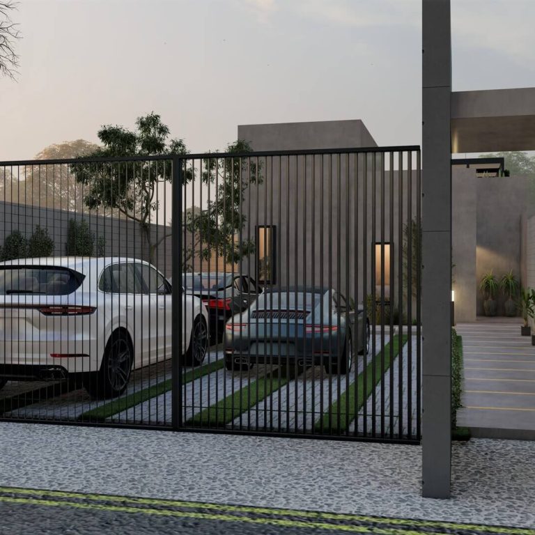 Render fachada con herreria