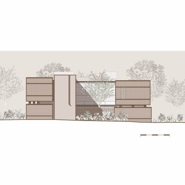Alzado lateral de Casa Akina por Di Frenna Arquitectos