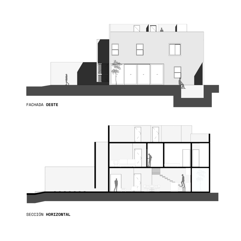 Plano arquitectónico. Alzado, sección