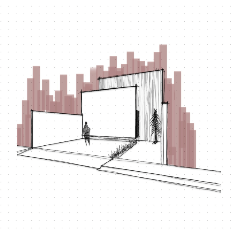 Plano arquitectónico. Boceto de fachada