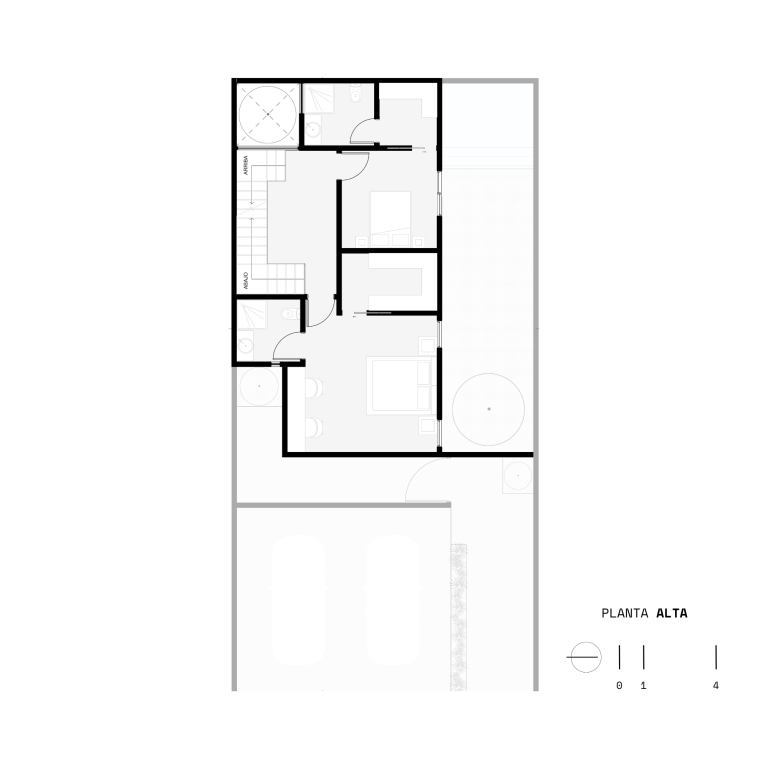 Plano arquitectónico. Planta alta