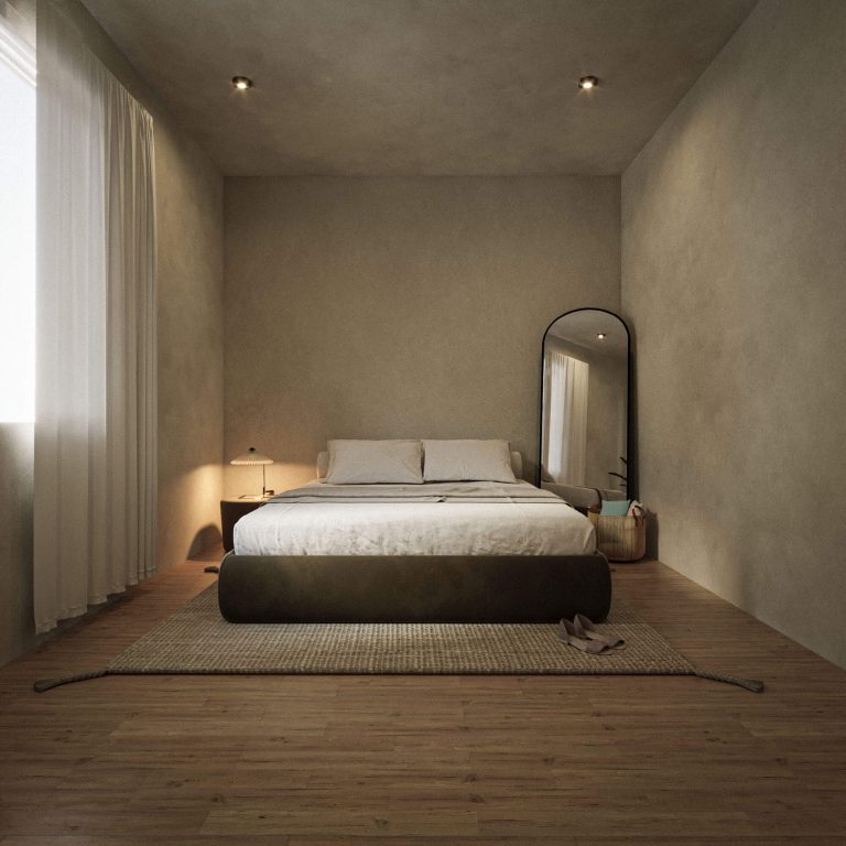 Render habitaciñon minimalista