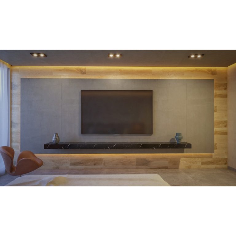 Render de mueble de tv en habitación