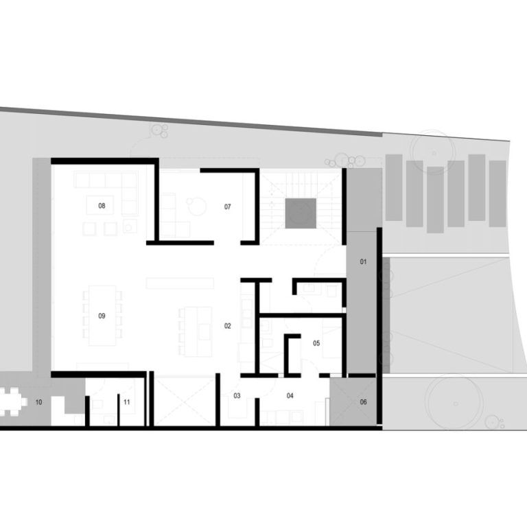 Planos Arquitectónicos de Casa DLCA por 0studio Arquitectura: Integración Paisajística y Diseño