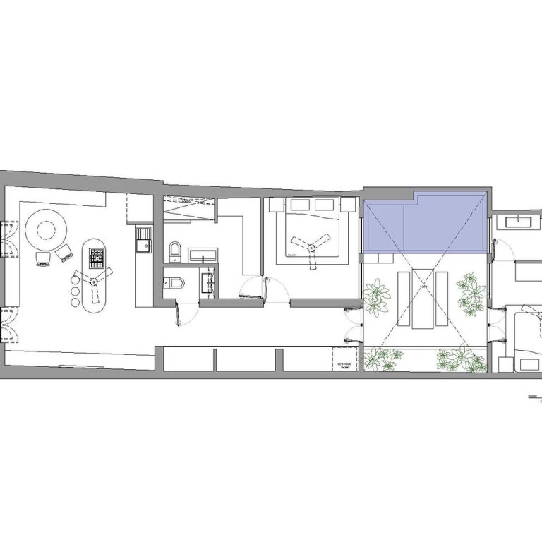 Planta arquitectónica de Casa Ermita C70 en Mérida