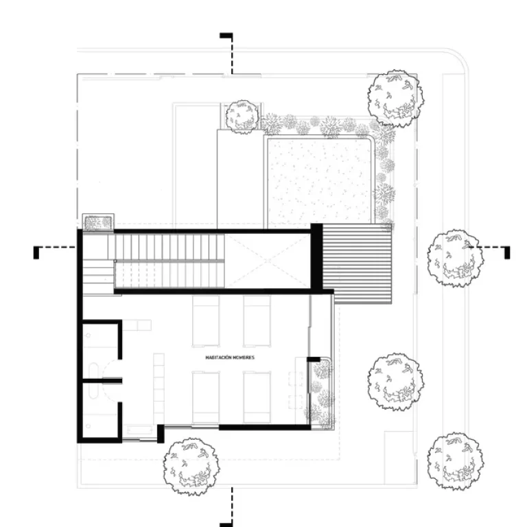 Planos Arquitectónicos. Planos de Casa Estudiantes en Baja California: Plantas, Fachadas y Cortes. Arquitectura Social por BRUTAL Taller de Arquitectura