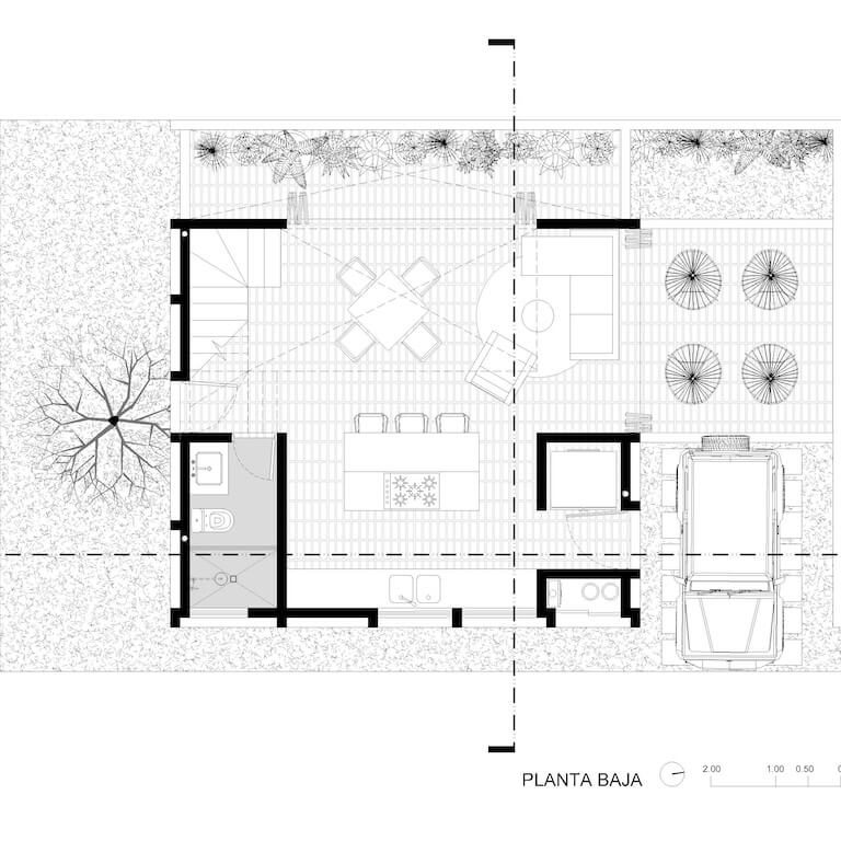 Planos Arquitectonicos. Planos de Casa F36: Vivienda residencial de ladrillo en San Pedro Cholula | Estudio Tecalli