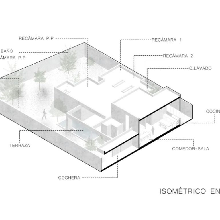 Planos de Casa GL en Ciudad Juárez: Plantas, Fachadas y Cortes. Minimalismo y Elegancia por VMV Arquitectos