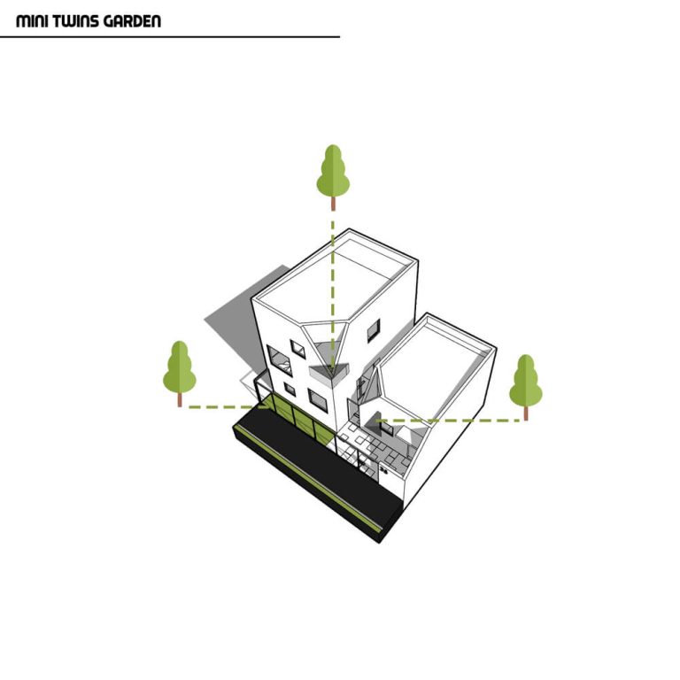 Planos de Casa Gemela en indonesia: Arquitectura y Diseño en Espacio Reducido de 73 m2