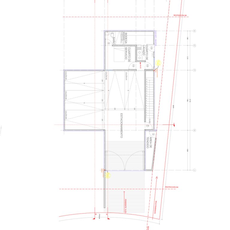 Planos Arquitectónicos. Planimetría. Planos de Casa Granito 53: Residencia contemporánea en Zibatá por Grupo Hersa