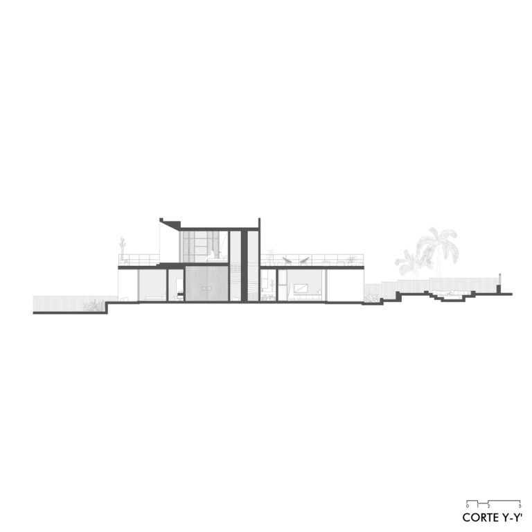 Sección arquitectónica 02 de Casa Ka'anche por Ápiron
