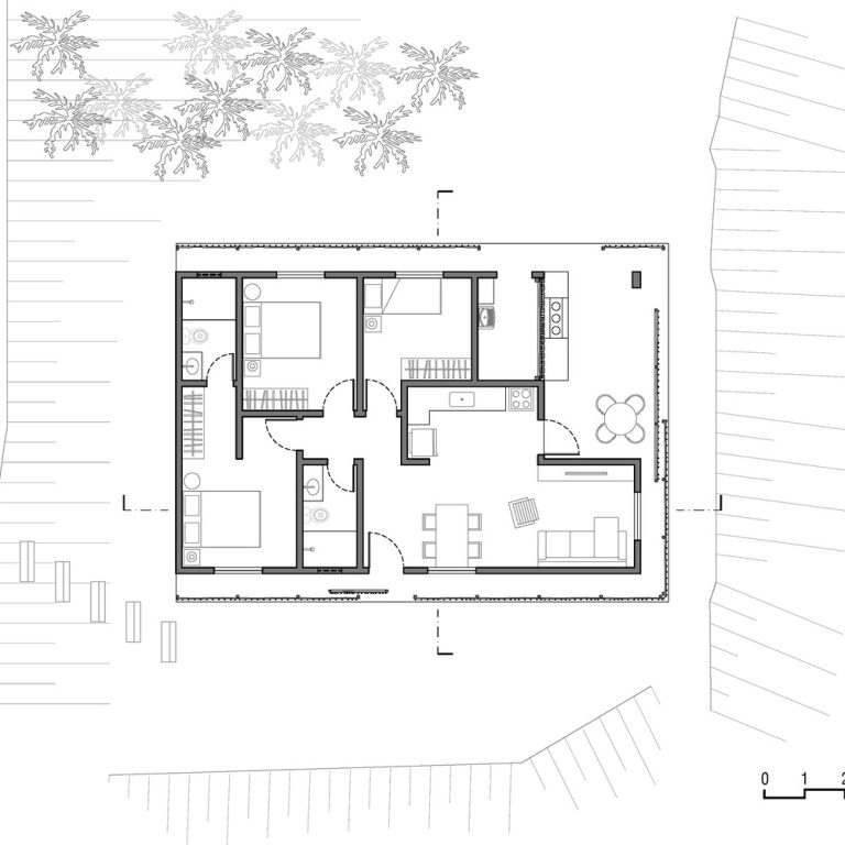 Casa Marina de Montaña en Brasil por Vazio S-A - Plano Arquitectonico