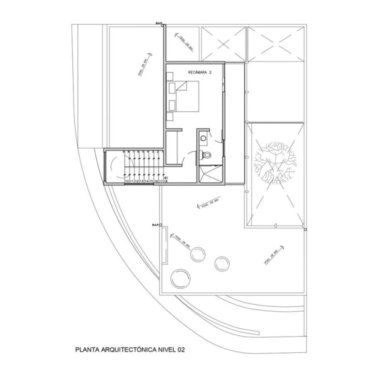 Planta alta Arquitectónica Casa Mexzen por Andrés Mendizábal Estudio