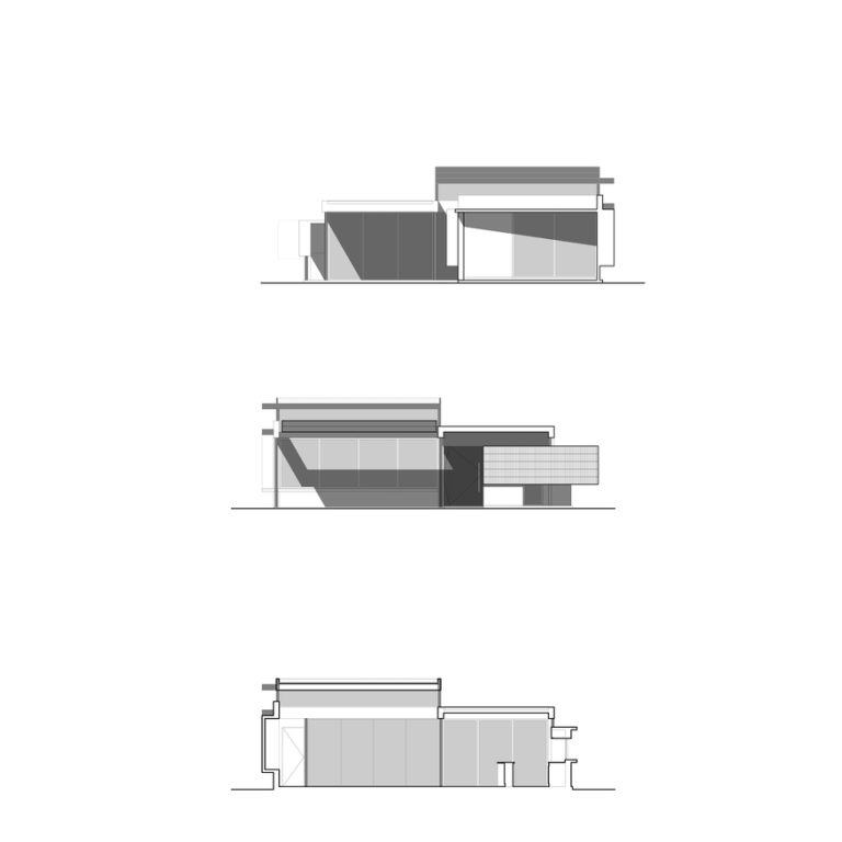 Planos Arquitectónico. Planos de Casa Pala: Vivienda Evolutiva en Argentina por GIRA. Plantas, Fachadas y Cortes