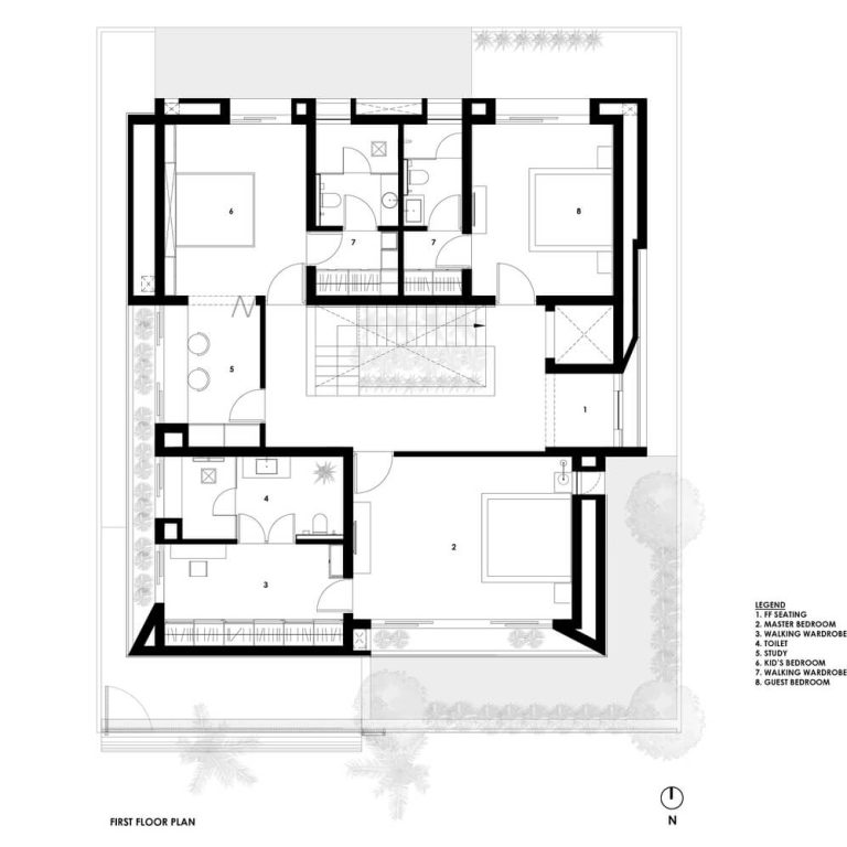 Casa Patio Central en la India por TRAANSPACE - Plano Arquitectónico - El Arqui MX