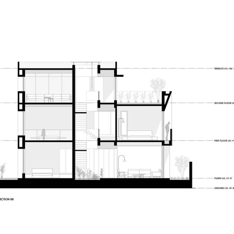 Casa Patio Central en la India por TRAANSPACE - Plano Arquitectónico - El Arqui MX