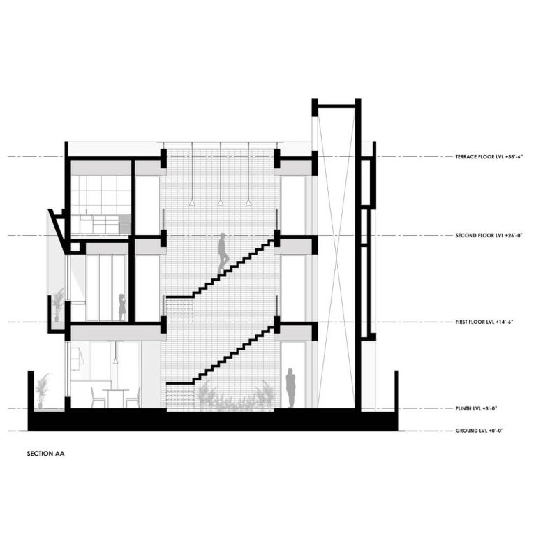 Casa Patio Central en la India por TRAANSPACE - Plano Arquitectónico - El Arqui MX