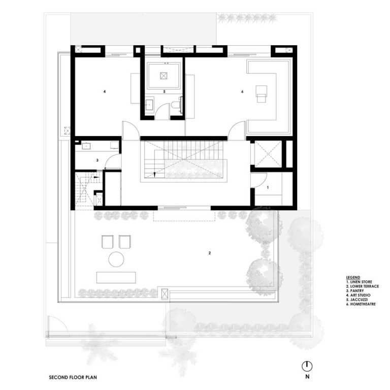 Casa Patio Central en la India por TRAANSPACE - Plano Arquitectónico - El Arqui MX