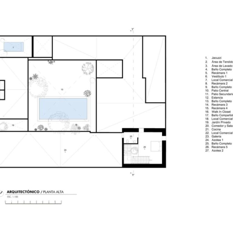 Planos Arquitectónicos. Planimetría de Casa Patio: Plantas, Fachadas y Cortes. Arquitectura Contemporánea y Tradición en Valladolid