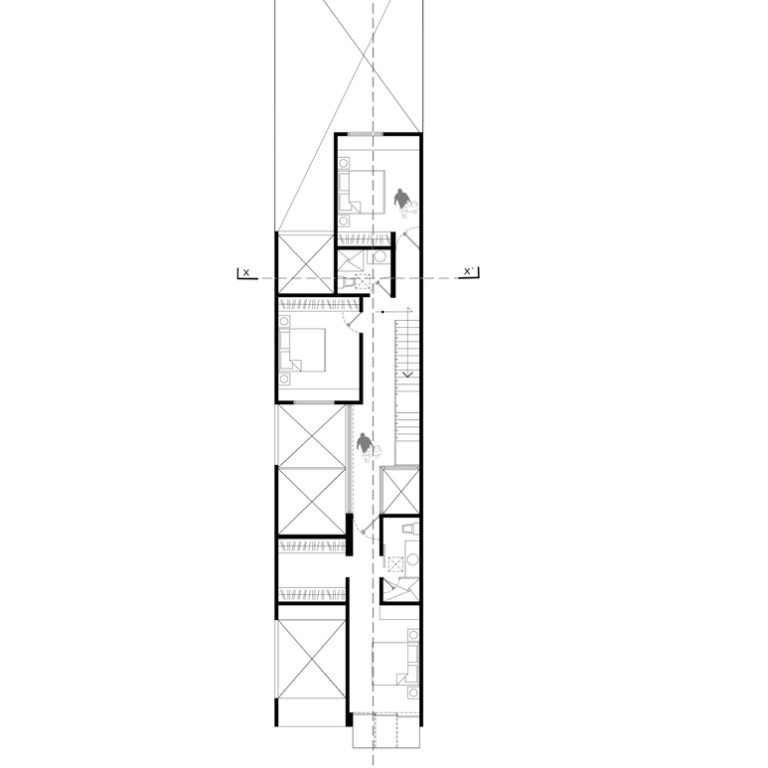 Planta alta, planta segundo nivel de Casa Pepinak en Chiapas por Apaloosa Estudio de Arquitectura - Plano Arquitectonico - El Arqui MX