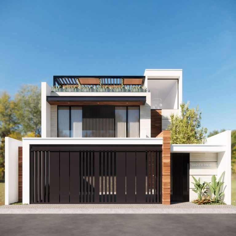 Fachada Render de casa moderna