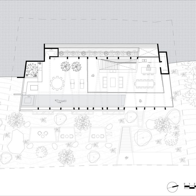 Planos Arquitectónicos. Planimetria de Casa Uno en Ensenada: Plantas, Fachadas y Cortes. Arquitectura Escalonada en Baja California