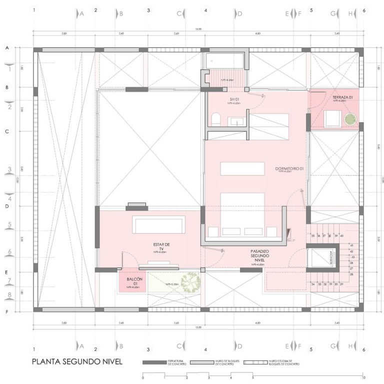 Planta arquitectónica, Planta segundo nivel