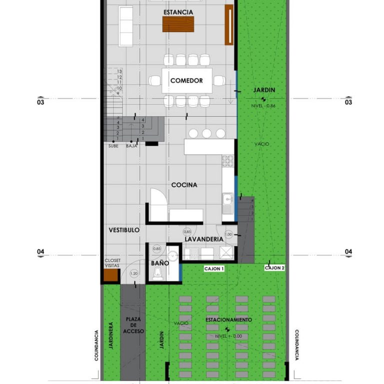 Planta baja Arquitectónica. Casa V8 por Racma Arquitectura en Estado de México