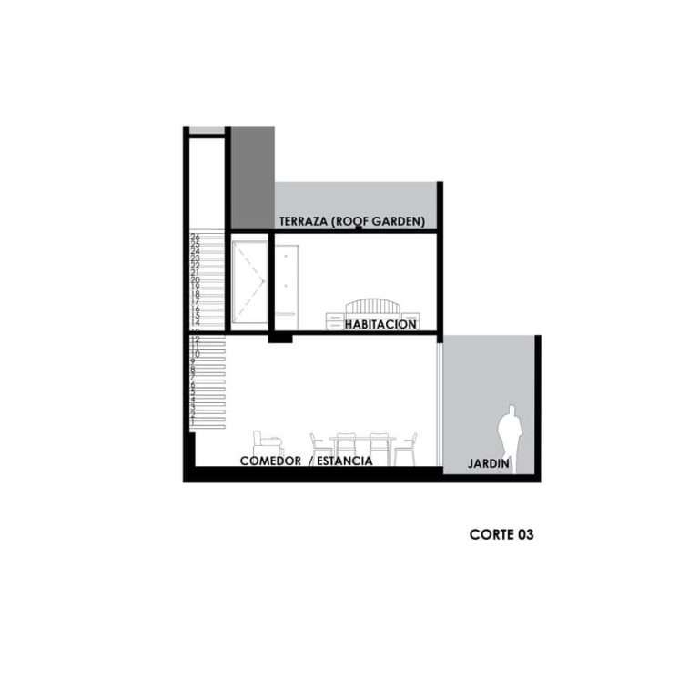 Sección, Corte. Casa V8 por Racma Arquitectura en Estado de México