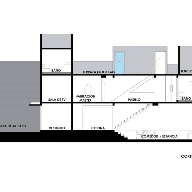 Sección, Corte. Casa V8 por Racma Arquitectura en Estado de México