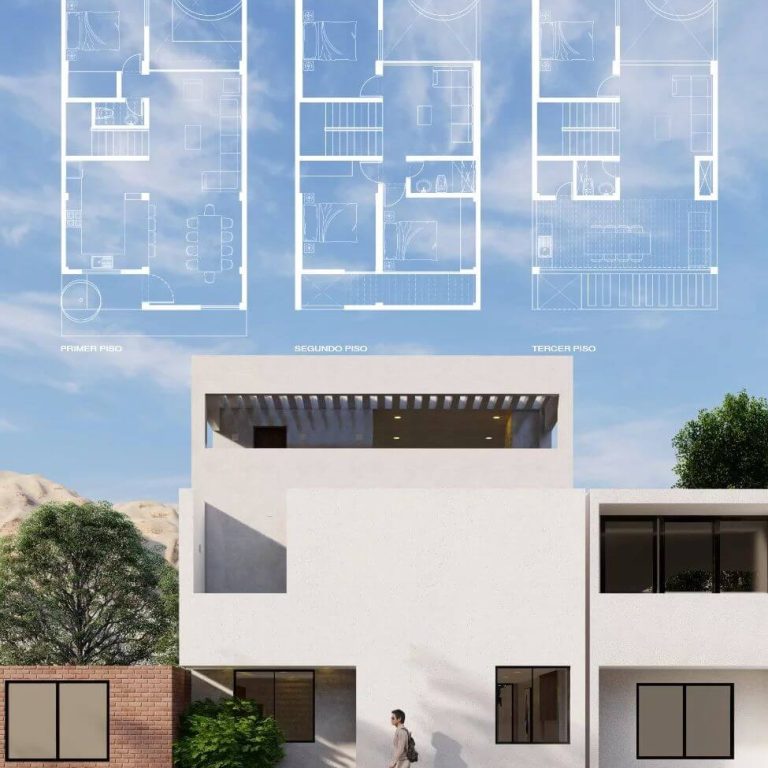 Render. Casa VAD por Nativo Projects. fachada, plano