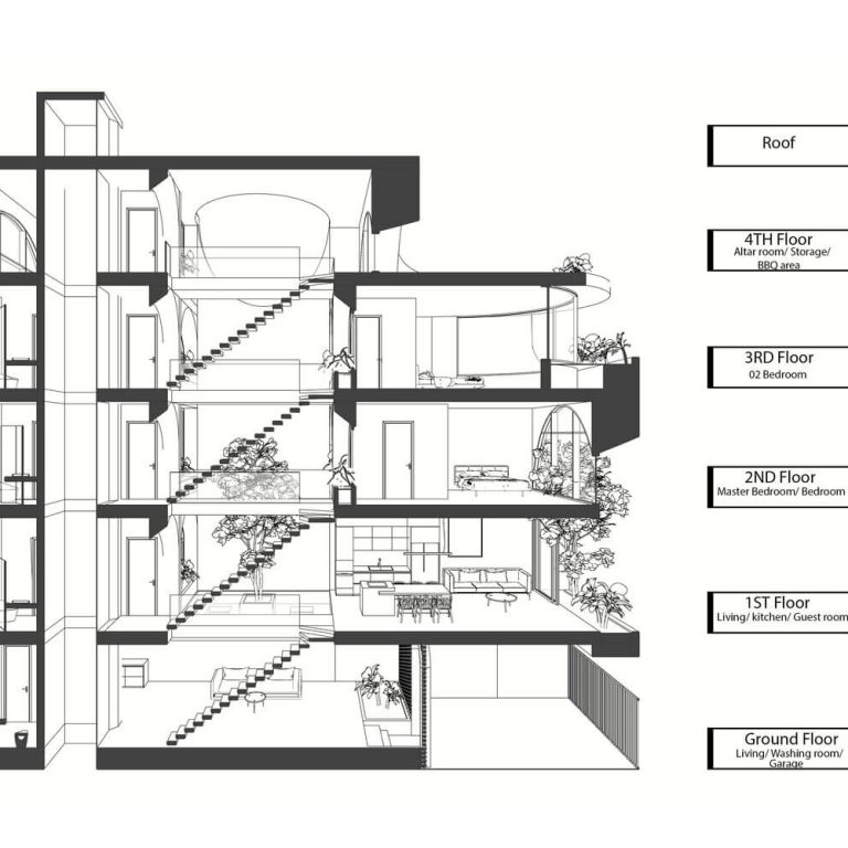 Casa VUx en Vietnam por 85 Desing - Sección en perspectiva