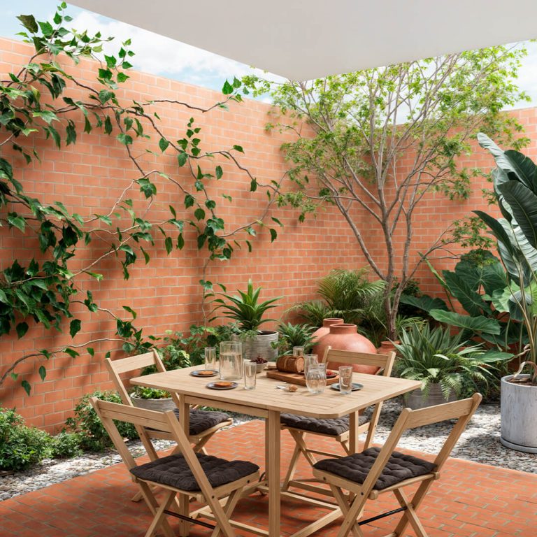 Render, jardin, patio