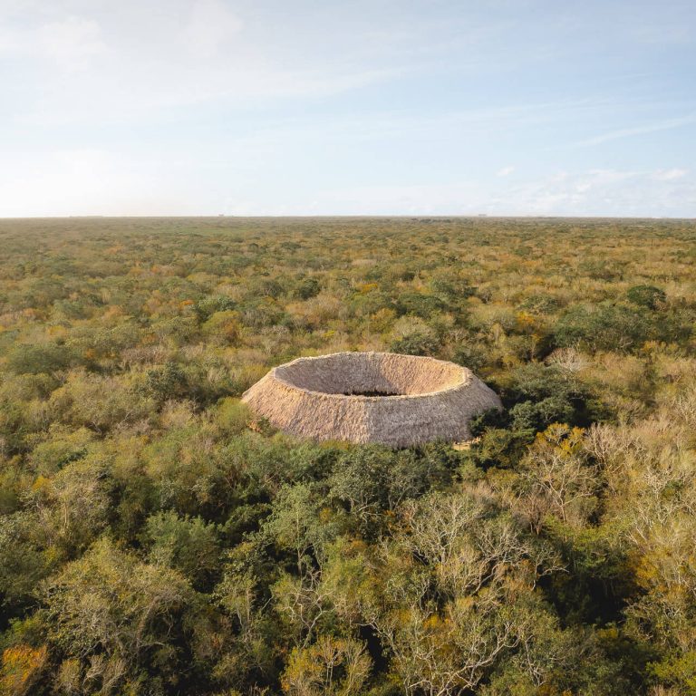 Casa Xcunyá en Yucatán. casa en la selva, fotografía aérea