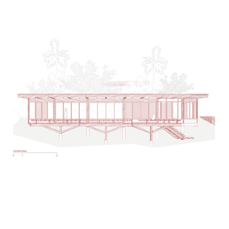 Planos de Casa da Figueira en Angra dos Reis: Arquitectura en Madera Laminada Colada y Diseño Curvo de Estúdio Lava