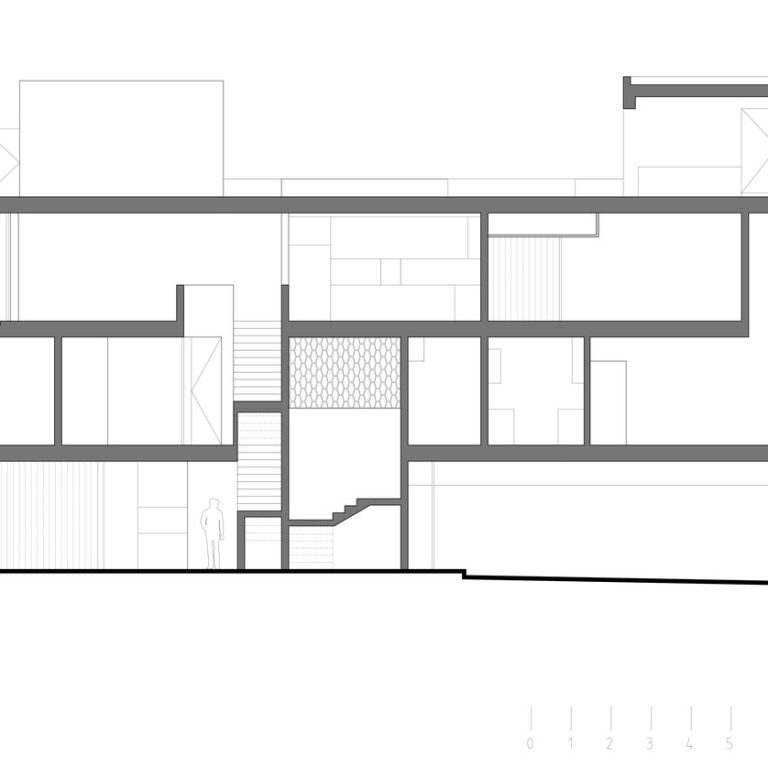 Sección, Corte de Departamentos Monte Everest en Aguascalientes por COA Arquitectura - Plano Arquitectonico - EL Arqui MX