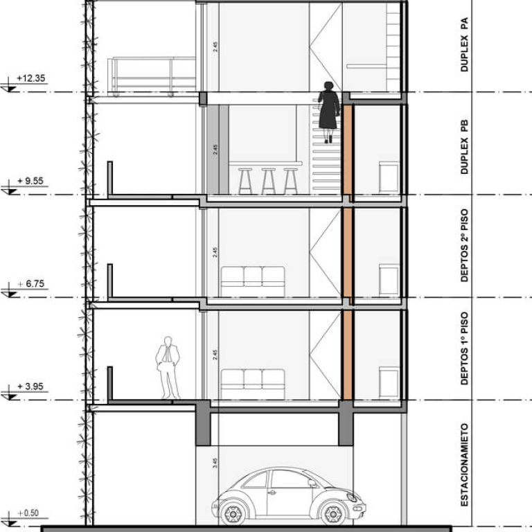 Edificio Valois en Paraguay por José Cubilla - Plano Arquitectonico