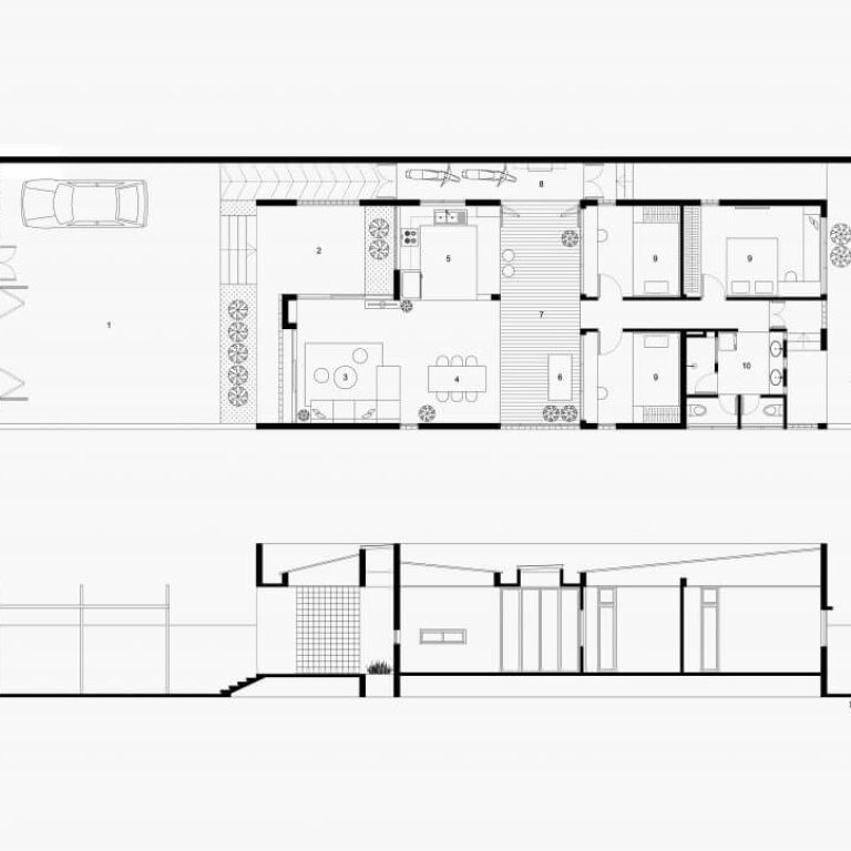 Pequeña Casa 02 en Vietnam por 90odesign - Plano Arquitectonico - EL Arqui MX