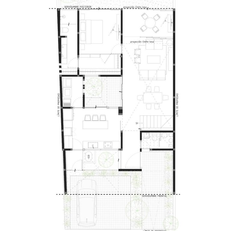 Planimetría Casa Contreras en Zapopan: Plantas, fachadas y Cortes